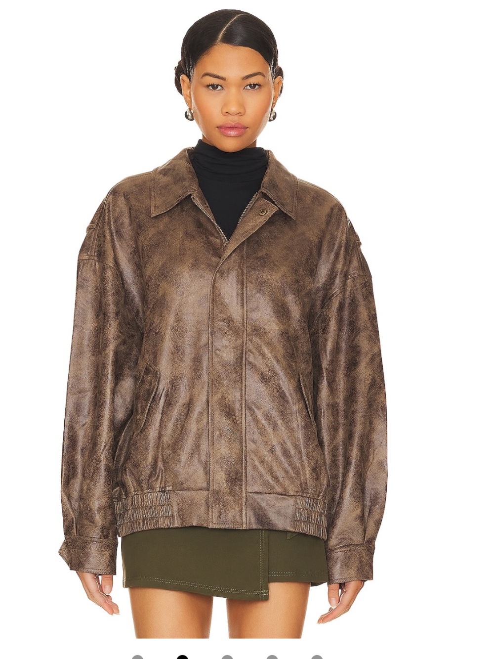 Lioness Kenny Bomber Jacket - Chocolate Brown Distressed